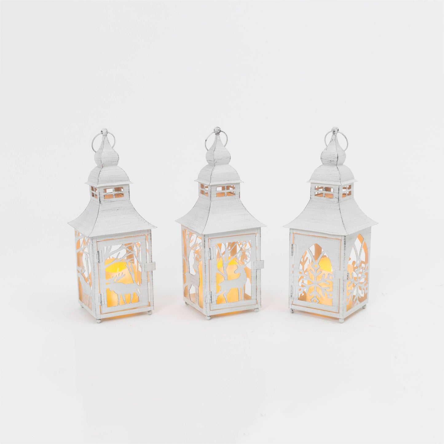 B/O Lighted Metal Holiday Lantern w/ LED Candle