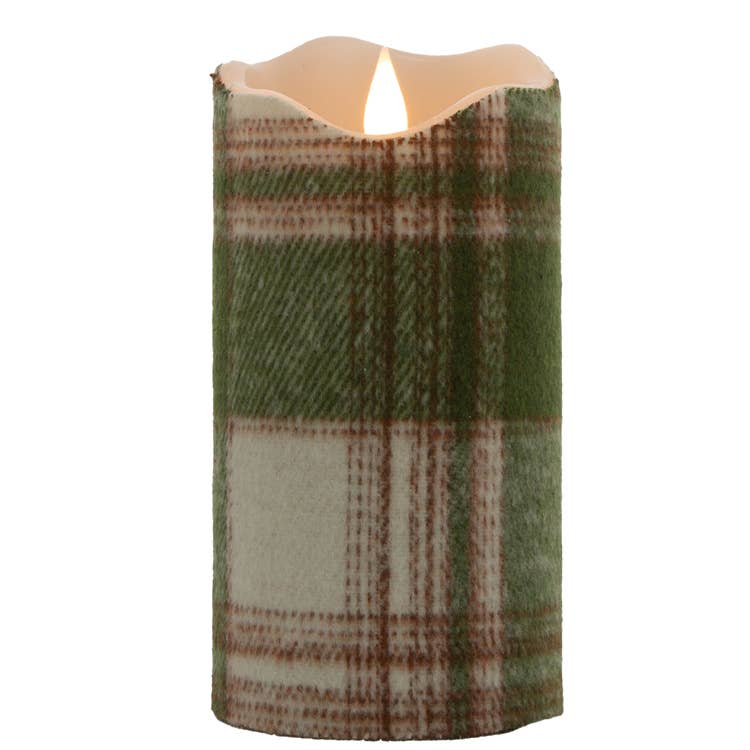 Green & Brown Plaid Realistic LED Pillar - 3 x 6 in