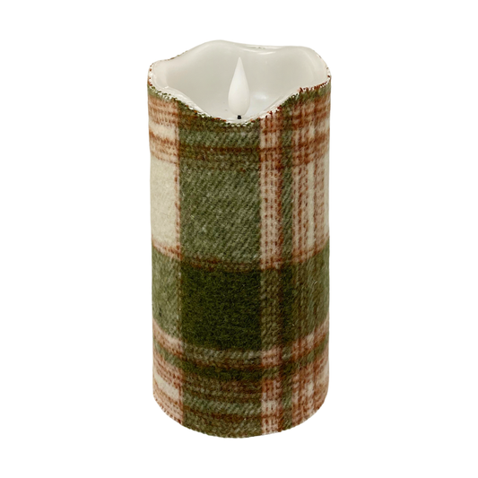 Green & Brown Plaid Realistic LED Pillar - 3 x 6 in