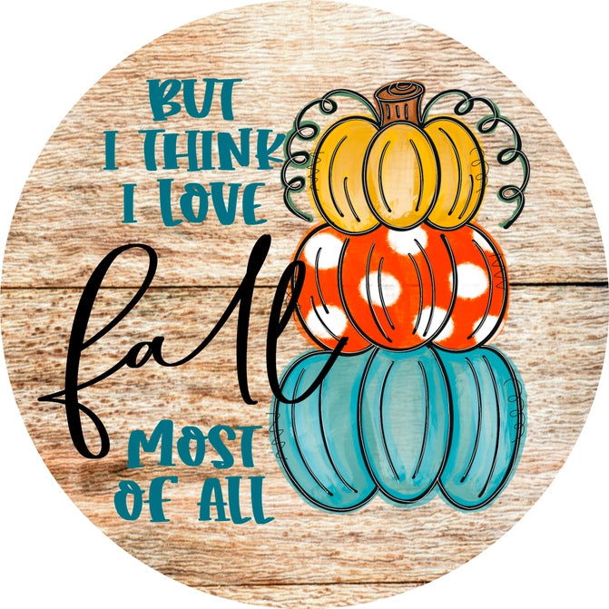 18" Wood Round - Stacked Pumpkins