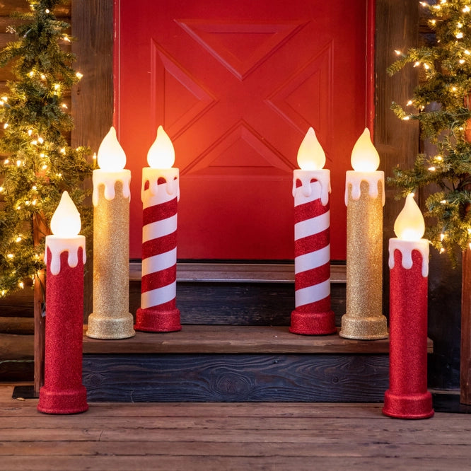 24" Glitter Blow Mold Candle - Gold