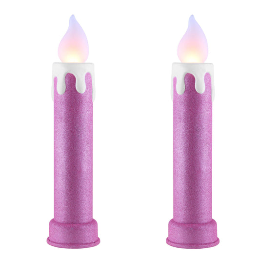 24" Glitter Blow Mold Candle - Pink
