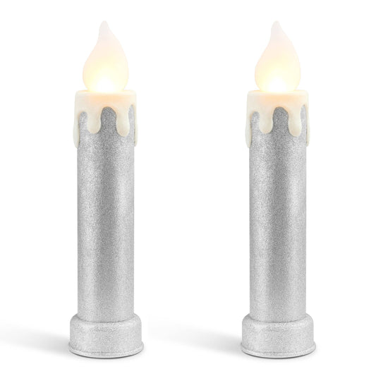 24" Glitter Blow Mold Candle - Silver