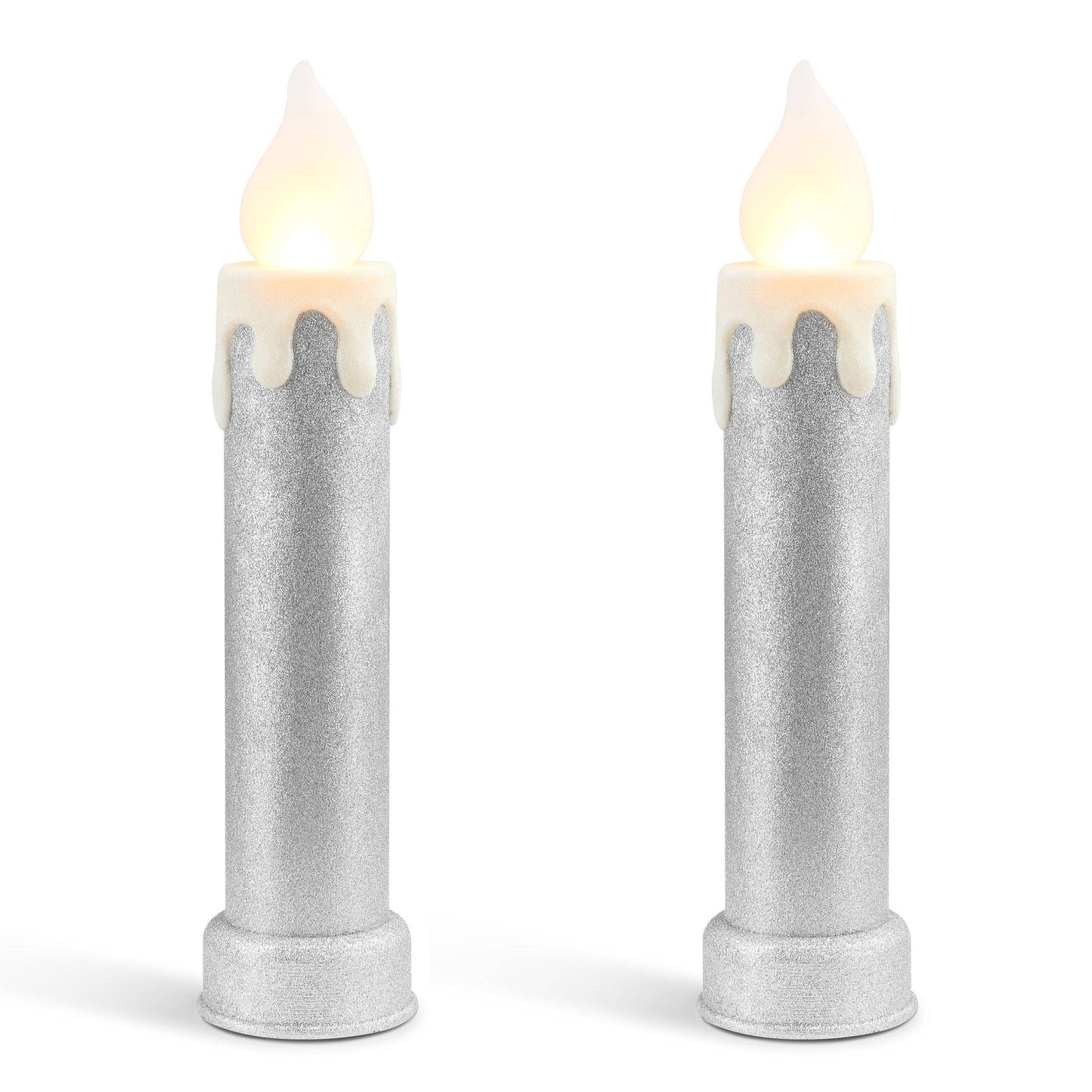 24" Glitter Blow Mold Candle - Silver