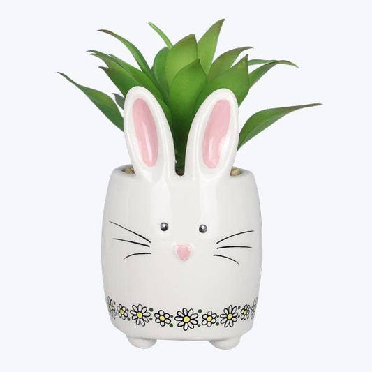 Ceramic Bunny Planter with Succulent