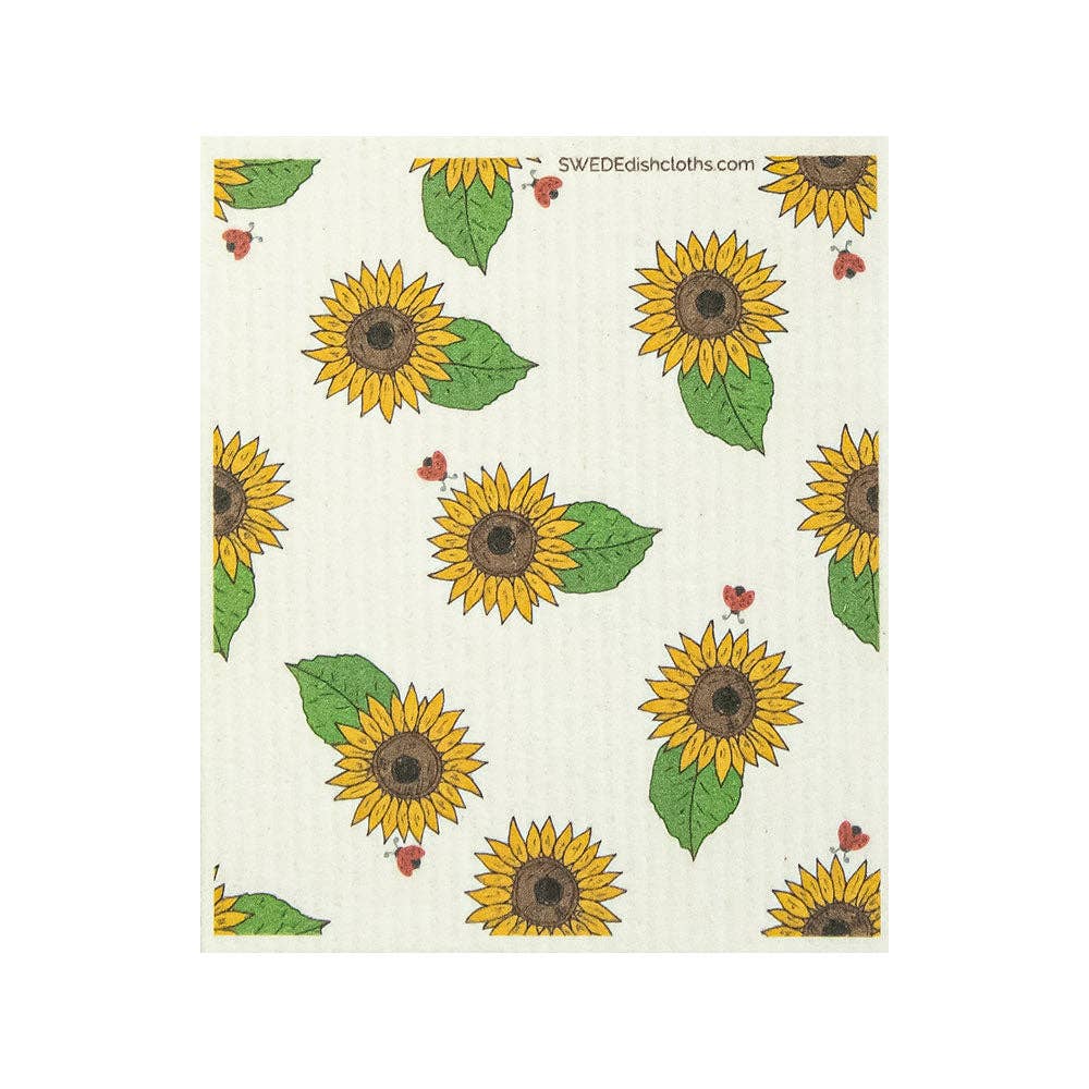 Ladybug Sunflower Swedish Dishcloth