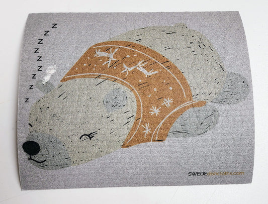Sleeping Polar Bear Swedish Dishcloth