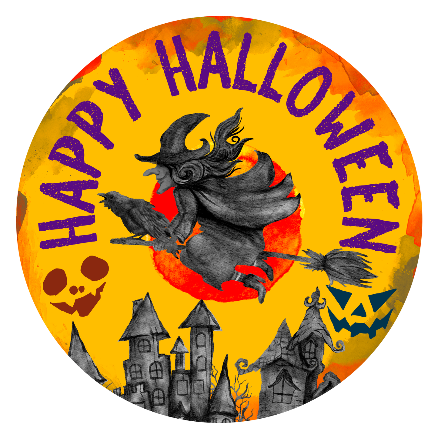 18" Wood Round - Happy Halloween