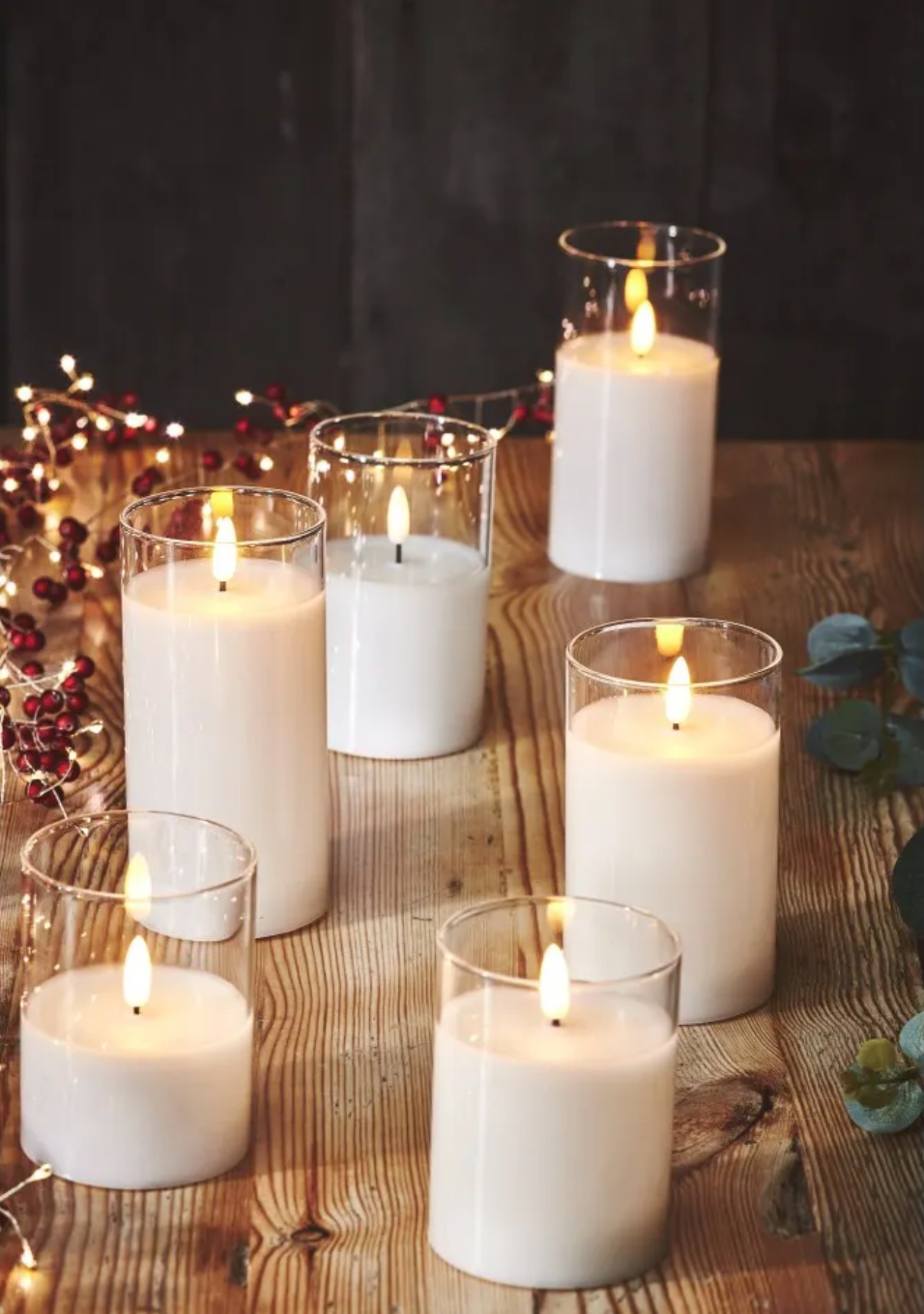 LED Glass Candles (Set Of 3) - Safe & Dimmable Candles With A Waxy Finish