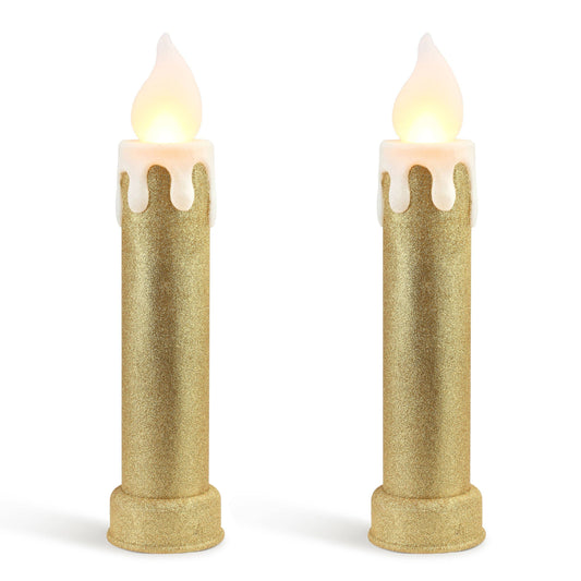 24" Glitter Blow Mold Candle - Gold