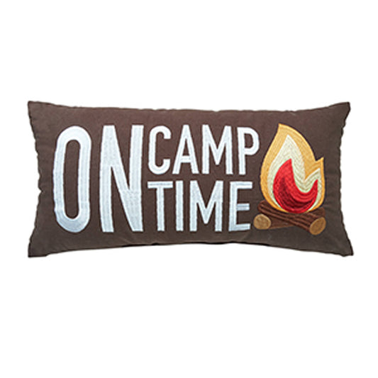 On Camp Time Embroidered Throw Pillow