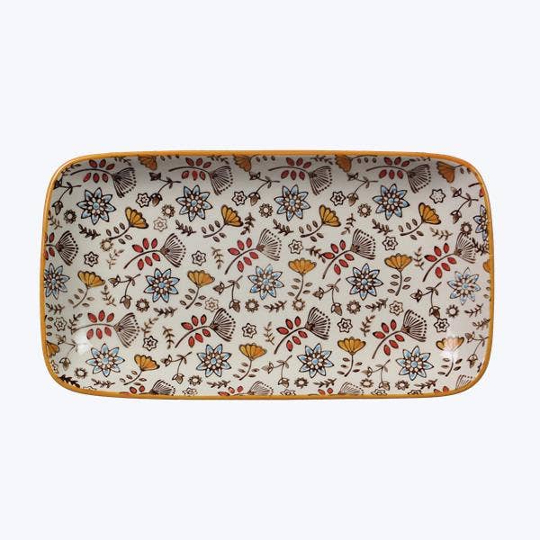 Stoneware Hand Stamped Rectangular Dish