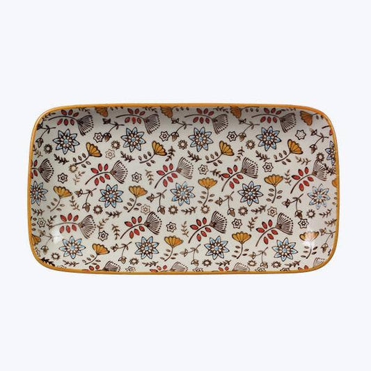 Stoneware Hand Stamped Rectangular Dish