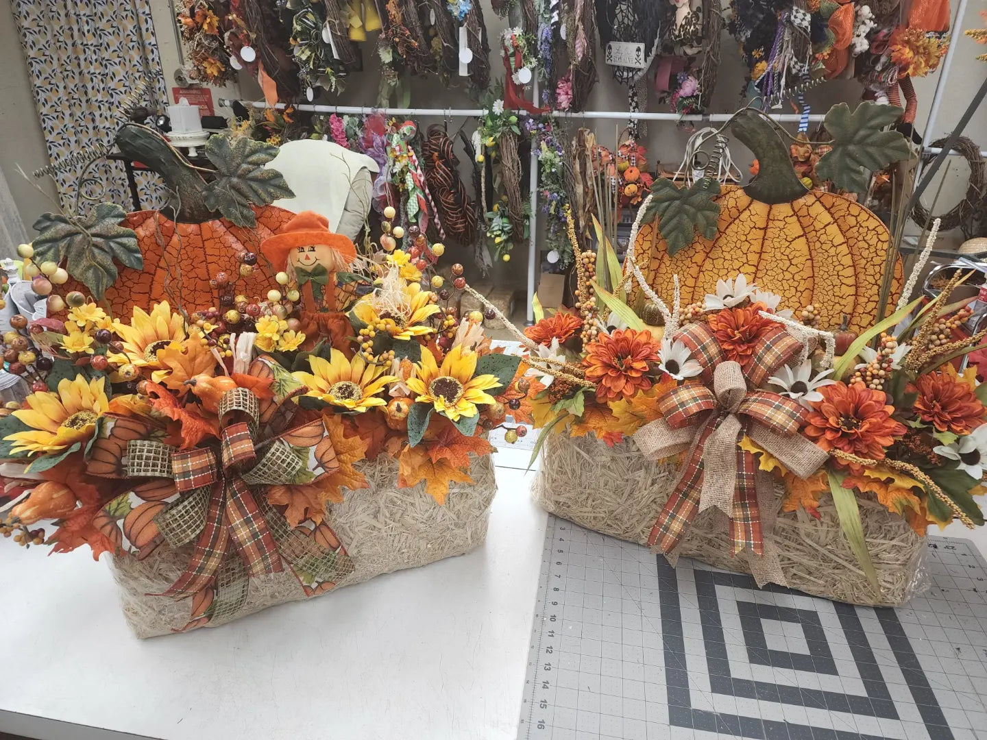 Fall Hay Bale Arrangements