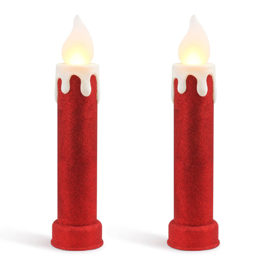 24" Glitter Blow Mold Candle - Red *SEE DESCRIPTION*