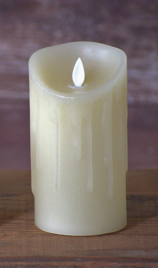 Cream Drip Moving Flame LED Candle 3in x 6in