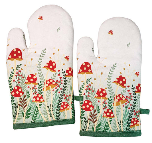 Mushroom Garden Oven Mitt Pair