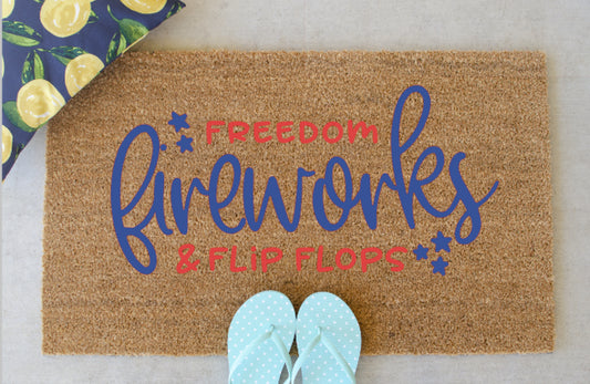Freedom Fireworks & Flip Flops Doormat