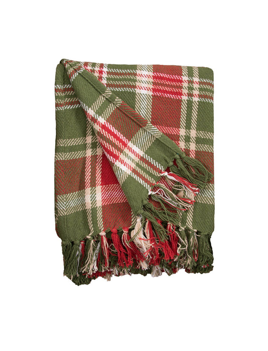 Red Green Plaid Throw Blanket