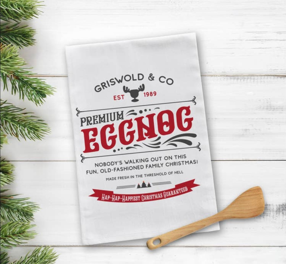 Christmas Vacation Flour Sack Dishtowel - Egg Nog