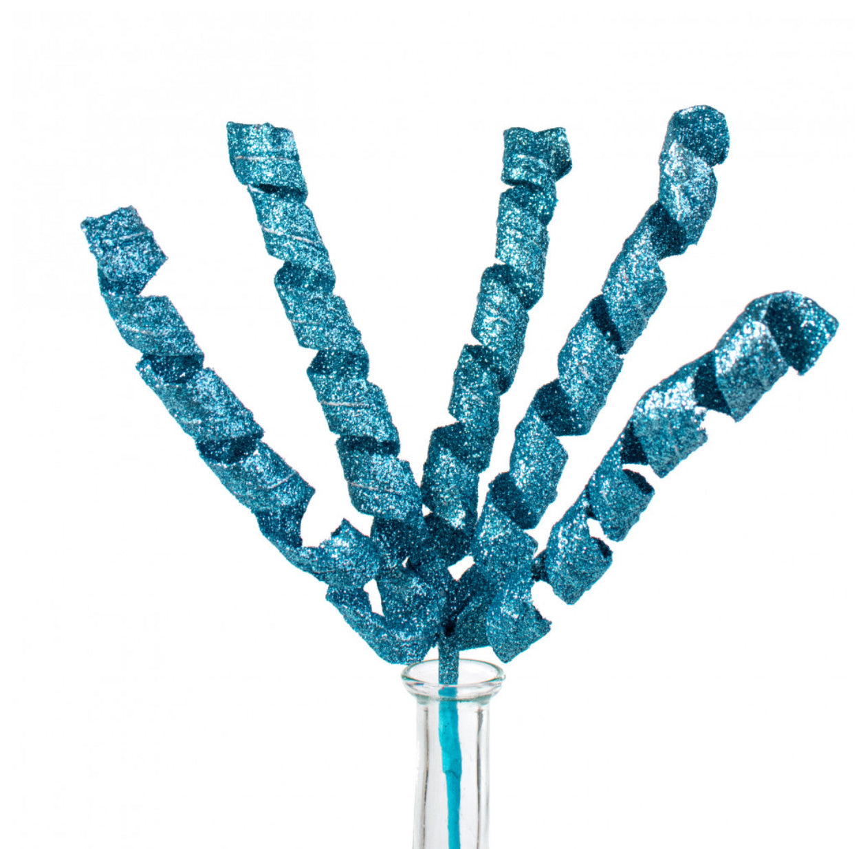 Aqua Blue Glittered Curly Pick