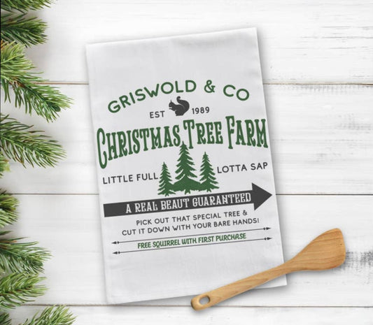 Christmas Vacation Flour Sack Dishtowel - Tree Farm