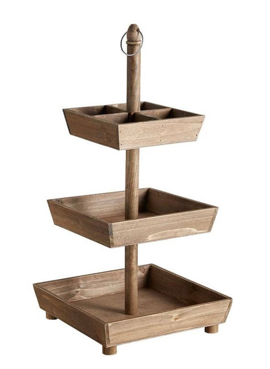 Wooden Rectangle 3-tier Stand