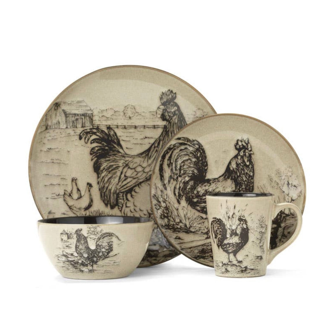 Pfaltzgraff Homespun Rooster Dinnerware Set
