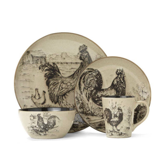 Pfaltzgraff Homespun Rooster Dinnerware Set
