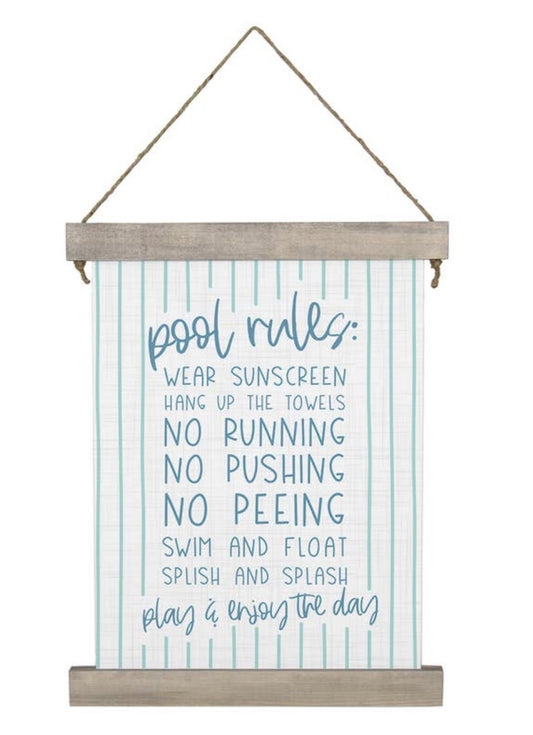 Pool Rules - Hanging Canvas