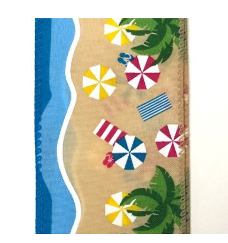 Wired Satin Seashore Beach Day Ribbon