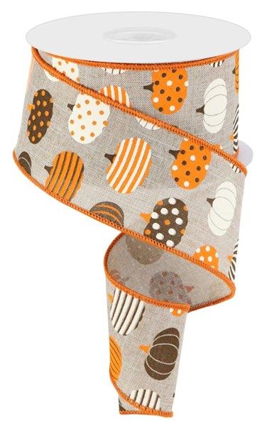Wired Patterned Pumpkins Ribbon