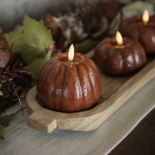 4" Bronze 3D Flame Tall Pumpkin Candle