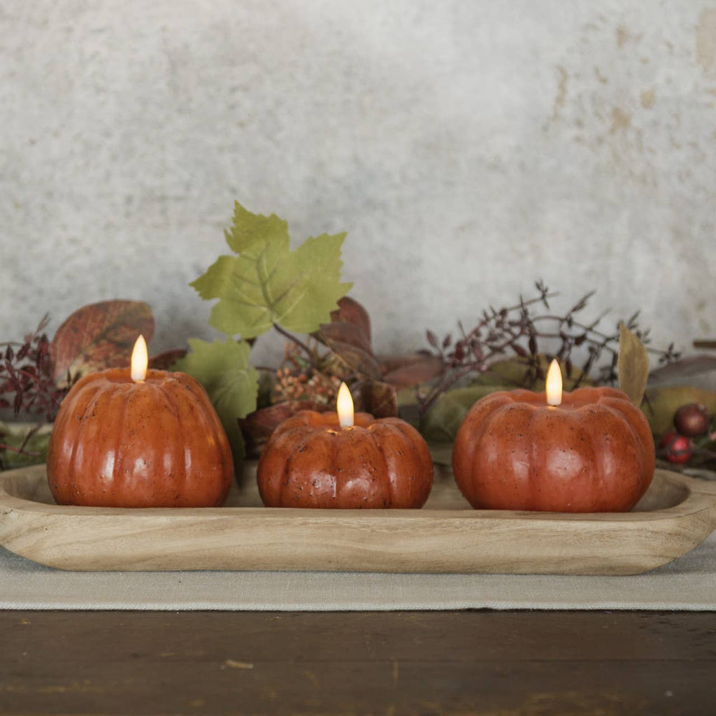 4" Orange 3D Flame Tall Pumpkin Candle