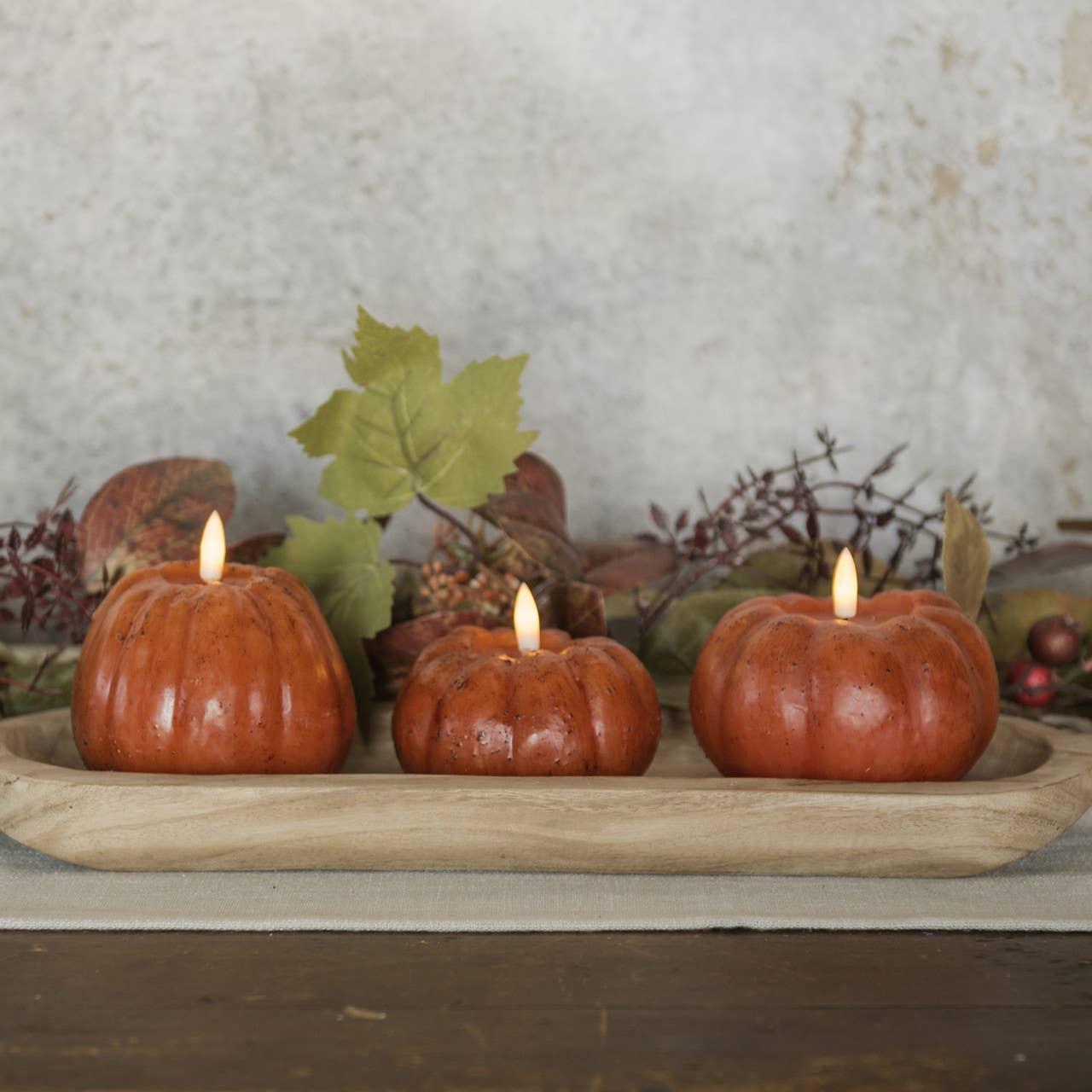 4" Orange 3D Flame Tall Pumpkin Candle