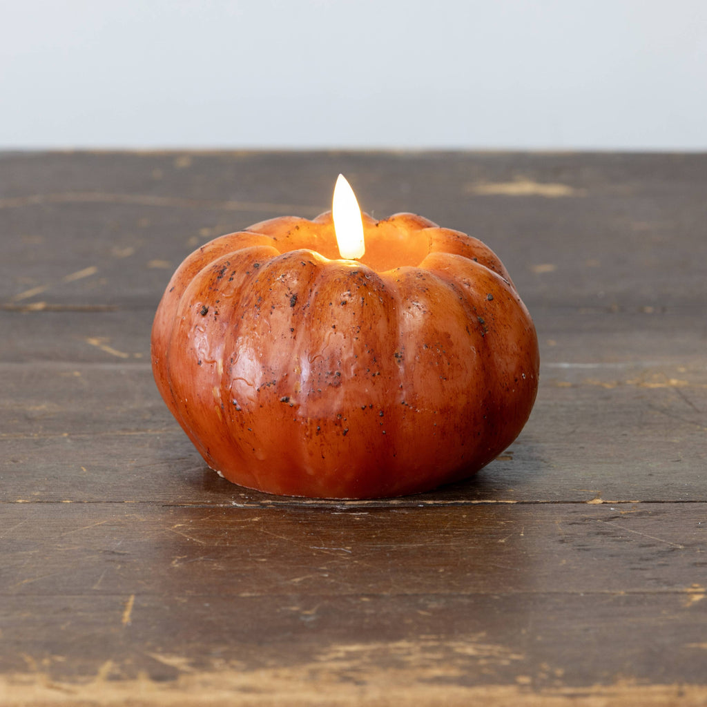 3.5" Orange 3D Flame Short Pumpkin Candle