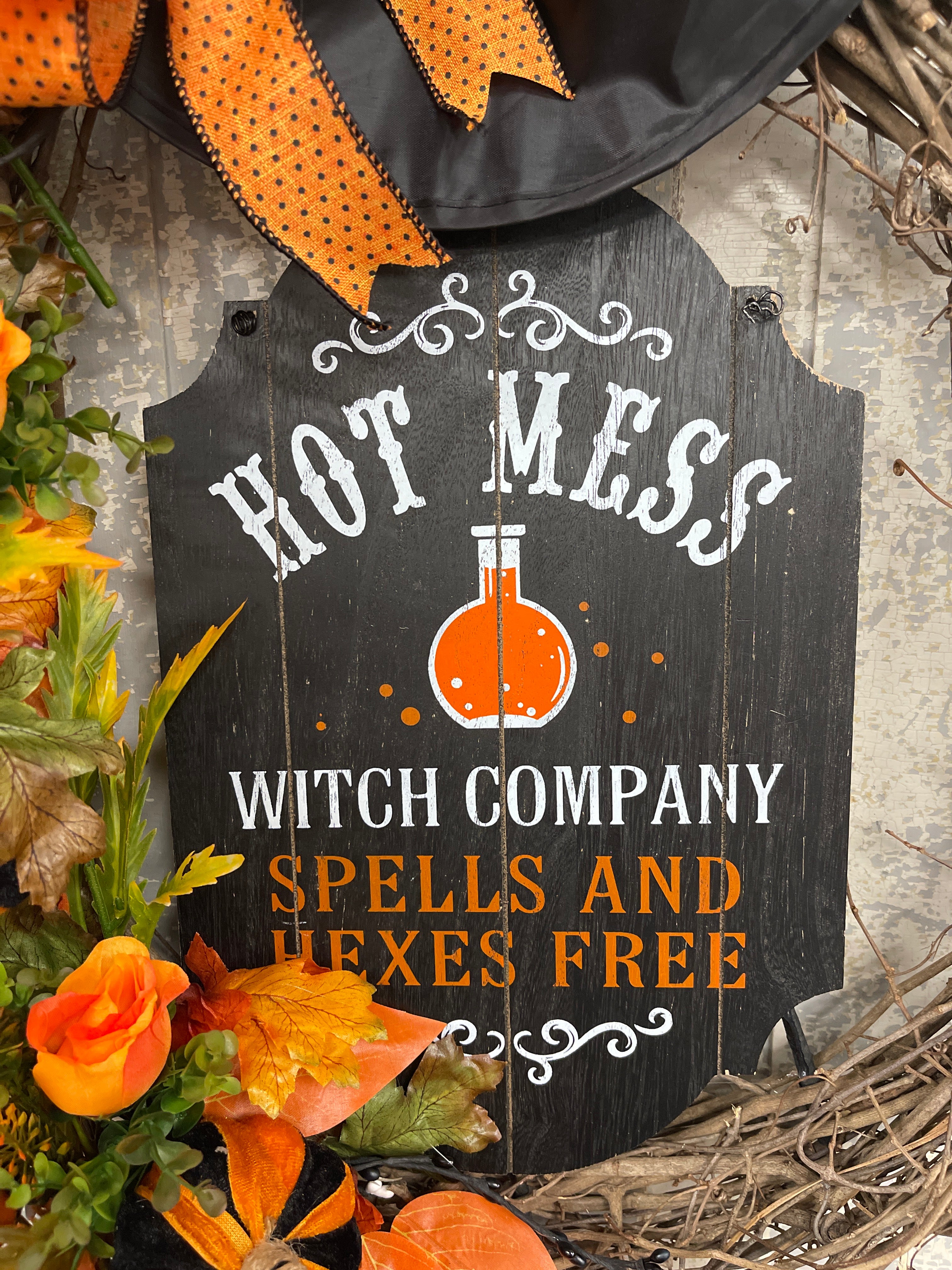 Hot Mess Witch Hat Grapevine Wreath