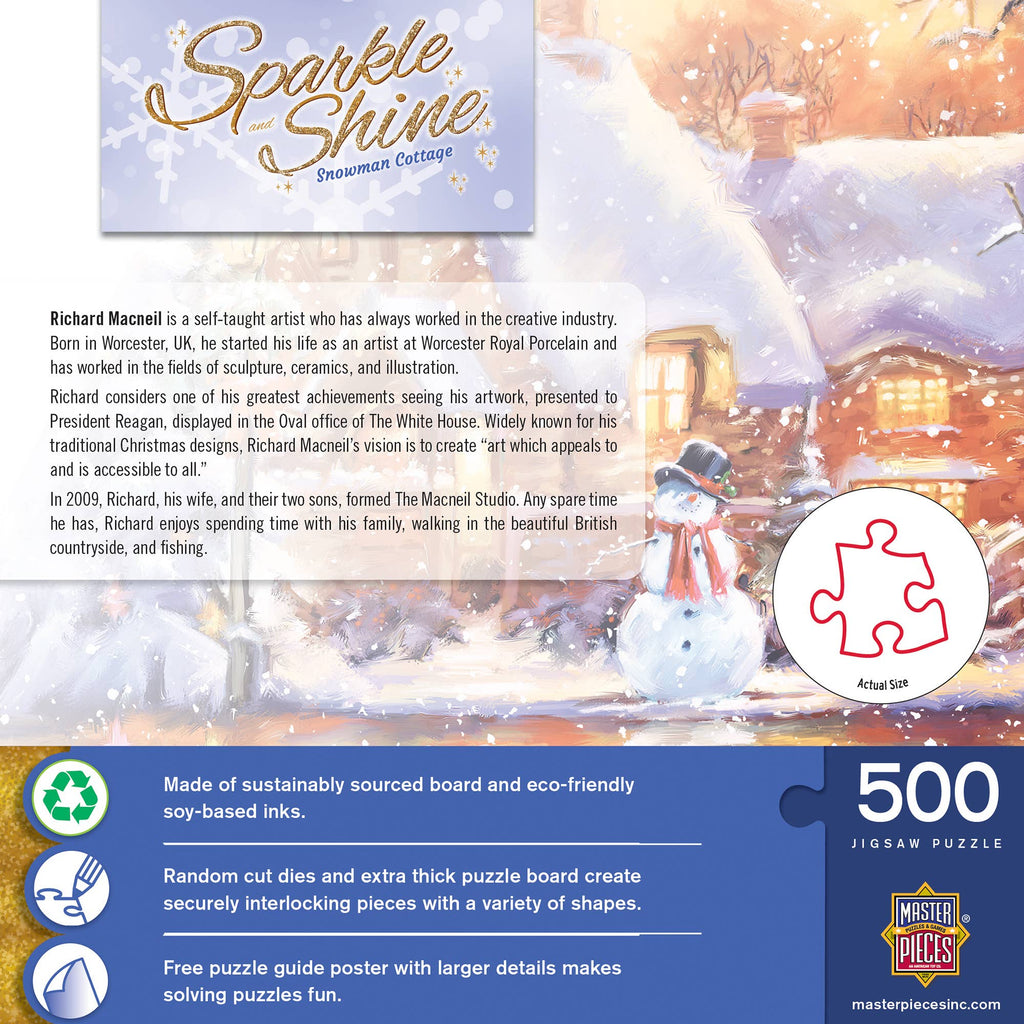 Sparkle & Shine - Snowman Cottage 500 Piece Glitter Puzzle