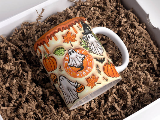 Orange Ghost Spooky Vibes Mug