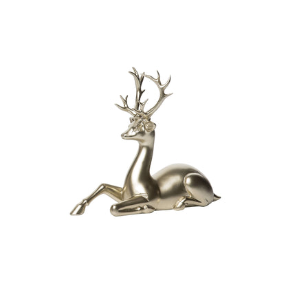 Christmas Resin Golden Sitting Reindeer Decor