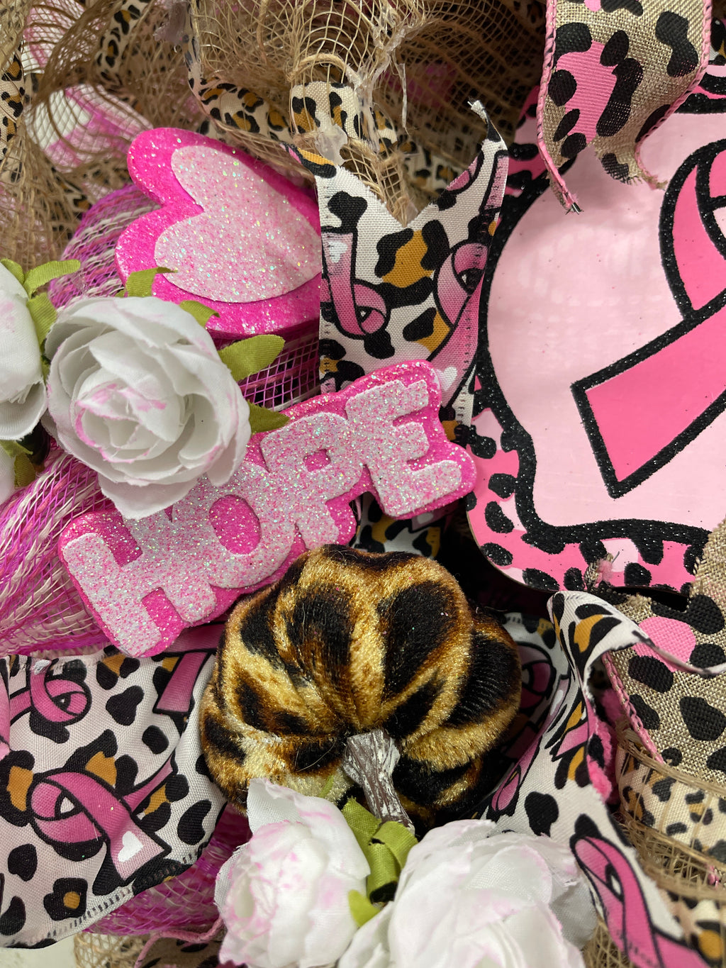 Fight like a Girl Breast Cancer Mesh Wreath