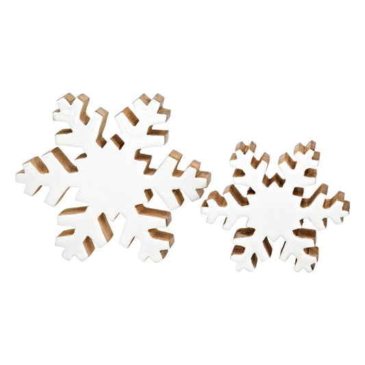 Set of 2 Wood Snowflakes