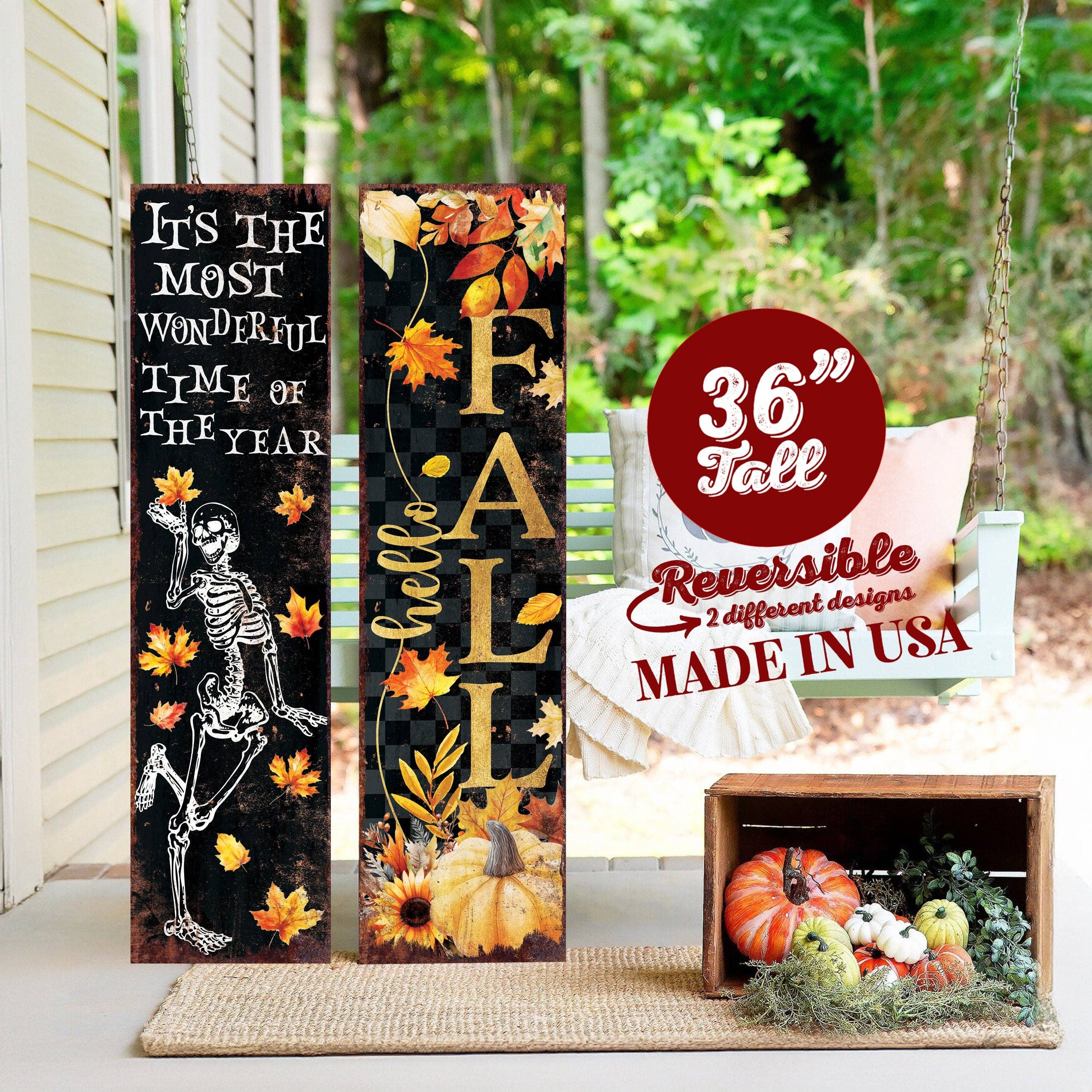 36in Fall/Halloween Reversible Porch Sign