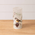 Frosted Glass Luminary - Chickadee