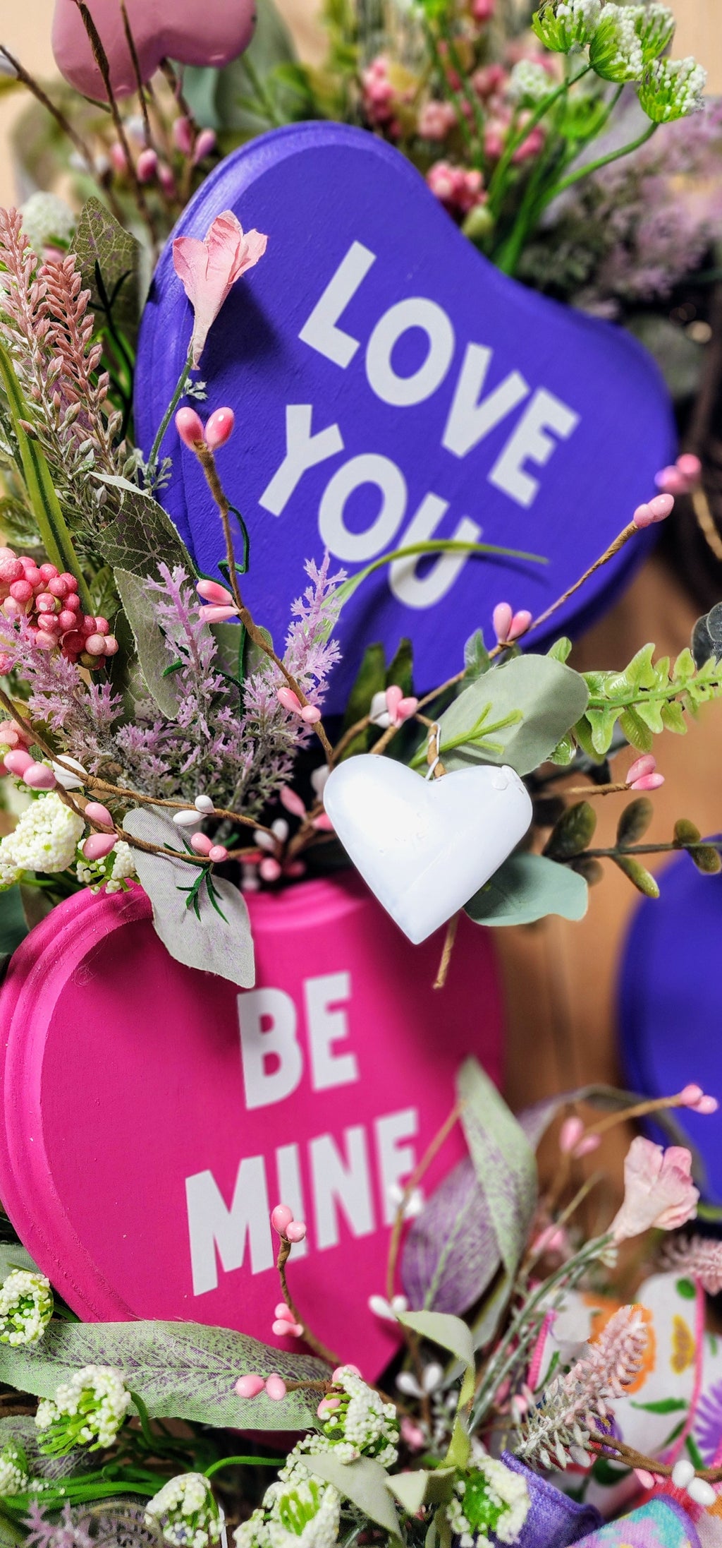 Candy Heart Valentine Grapevine Wreath