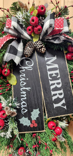 Black and White Christmas Swag with Tag Sign
