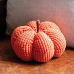 Stuffed Waffle Weave Orange Pumpkin w/Stick Stem - Medium