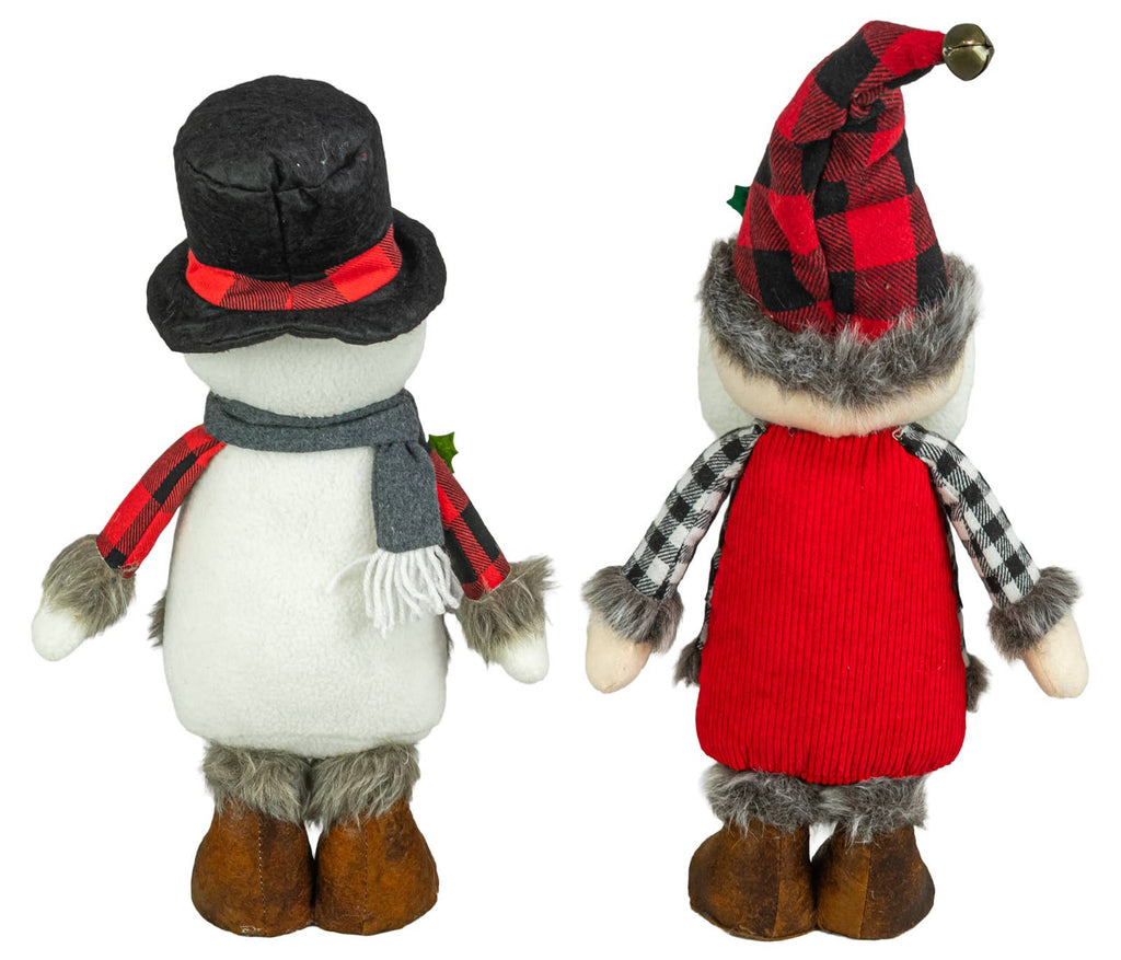 Holly Buffalo Plaid Christmas Santa/Snowman Stander