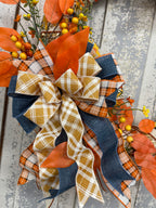 Fall Ribbon Wrapped Blackbird Wreath