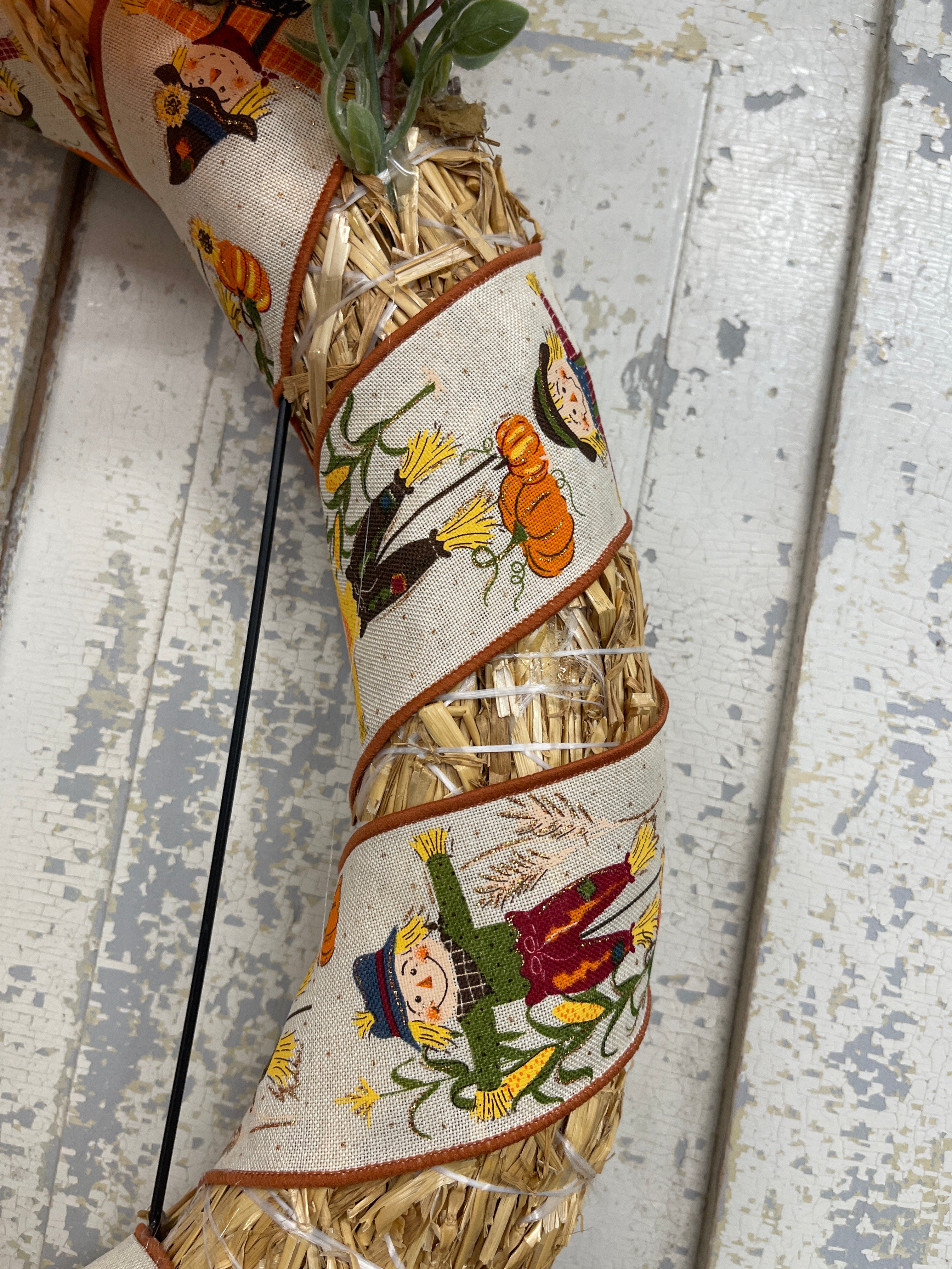 Fall Ribbon Wrapped Blackbird Wreath